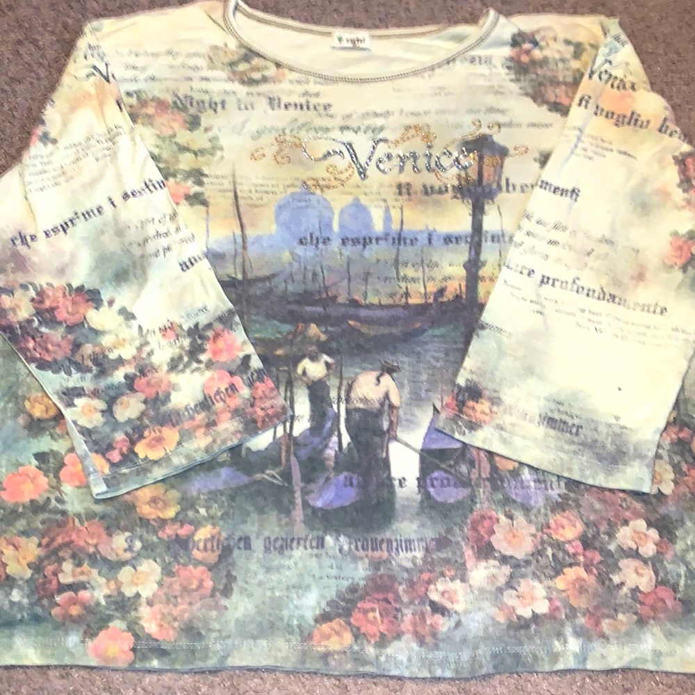 Cactus Venice shirt 3/4 sleeve with sequence size 2X women
